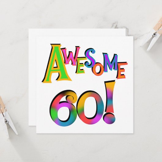 60素晴らし誕生日Tシャツとギフト カード (正面/裏面インサイチュ)