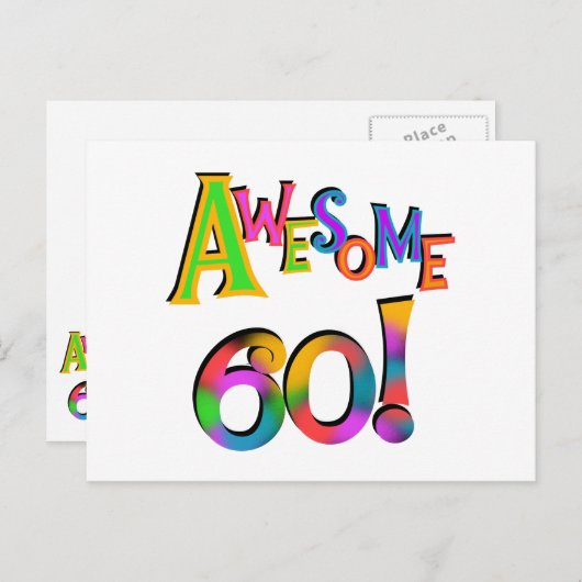 60素晴らし誕生日Tシャツとギフト ポストカード (正面/裏面)