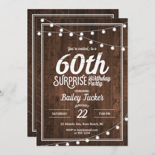 60素朴歳の誕生パーティー 招待状 (正面/裏面)