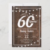 60素朴番目の誕生日とString Lightsパーティー 招待状 (正面)