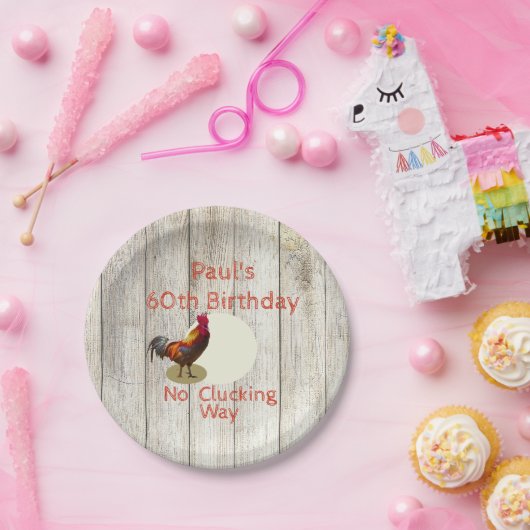 60素朴番誕生日鶏のおもしろいカスタム ペーパープレート (パーティー)