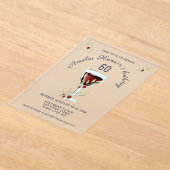 60素朴誕生日レッドワイン誕生日 アクリル招待状 (レイダウン)