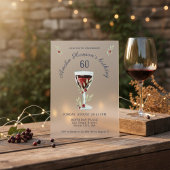 60素朴誕生日レッドワイン誕生日 アクリル招待状