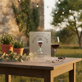 60素朴誕生日レッドワイン誕生日 アクリル招待状