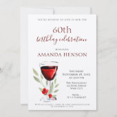 60素朴th誕生日レッドワインサプライズパーティークラフト 招待状 (正面)