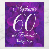 60紫退職したエレガントパーソナライズされた ワインラベル (シングルラベル)