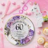 60結婚年の金ゴールド・フレームバラ ペーパープレート (パーティー)