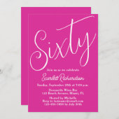 60脚本モダンピンク60誕生日 招待状 (正面/裏面)