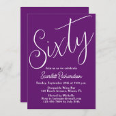 60脚秋モダン紫60誕生日 招待状 (正面/裏面)