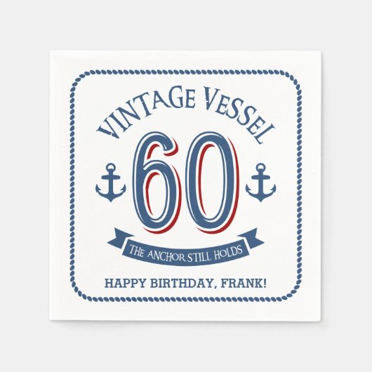 60航海の誕生日 スタンダードカクテルナプキン (正面)