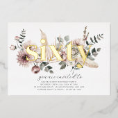 60花模様- 60誕生日-金ゴールド 箔招待状 (正面)