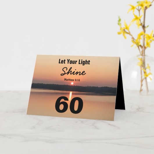 60誕生日あなたの光を輝かせサンバイブル引用文 カード (黄色い花)