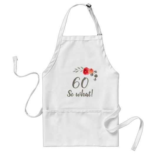 60誕生日おもしろいことわざ水彩フローラ女性 スタンダードエプロン (正面)