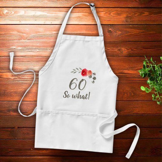 60誕生日おもしろいことわざ水彩フローラ女性 スタンダードエプロン