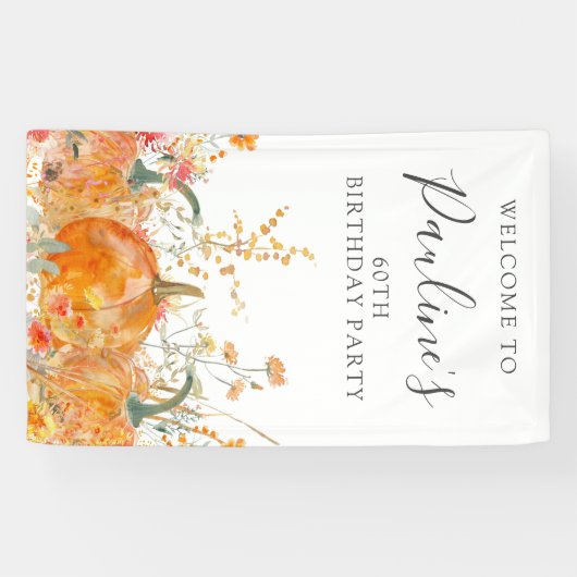 60誕生日かぼちゃ山花垂直屋外 横断幕 (横)