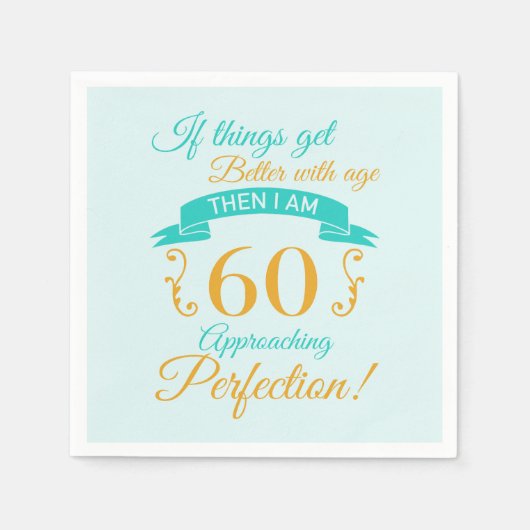 60誕生日が年齢と共に向上 スタンダードカクテルナプキン (正面)
