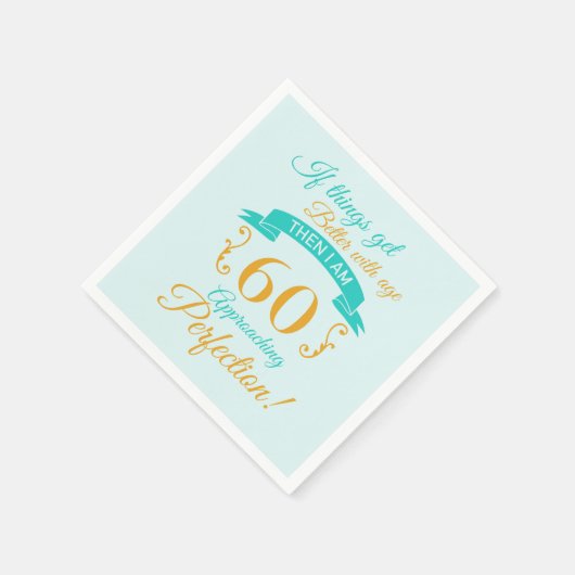 60誕生日が年齢と共に向上 スタンダードカクテルナプキン (角)