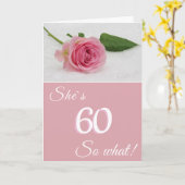 60誕生日でピンクのローズおもしろいへ カード (黄色い花)