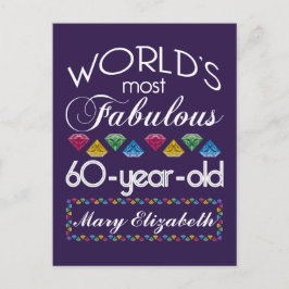 60誕生日で最も素晴らしいカラフル宝石の紫 ポストカード