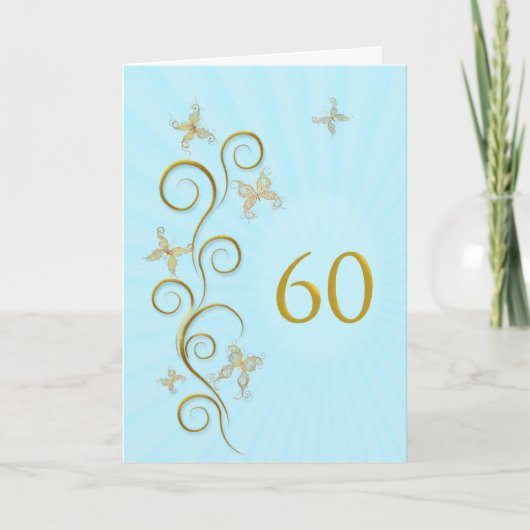 60誕生日と金蝶 カード (正面)