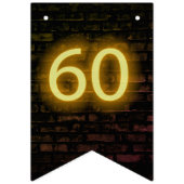 60誕生日のネオンサインオンブリック バンティングフラッグ (第1の旗)