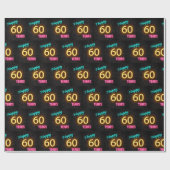 60誕生日のネオンサインオンブリック ラッピングペーパー (フラット)