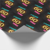 60誕生日のネオンサインオンブリック ラッピングペーパー (角)