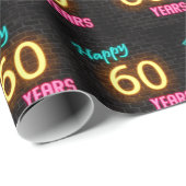 60誕生日のネオンサインオンブリック ラッピングペーパー (ロールコーナー)