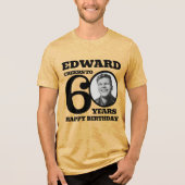 60誕生日の写真と名前モノトーンブラック トライブレンドTシャツ (正面)