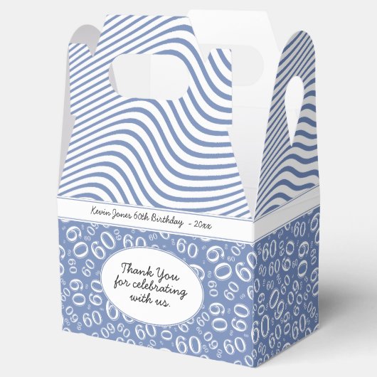 60誕生日の青と白の番号のパターン フェイバーボックス (オープン)