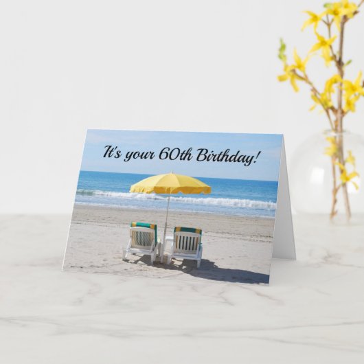 **60誕生日の願いはビーチカードの日のようなものだ カード (黄色い花)