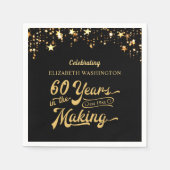 60誕生日の黒星づくり スタンダードカクテルナプキン (正面)