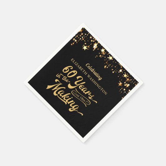 60誕生日の黒星づくり スタンダードカクテルナプキン (角)