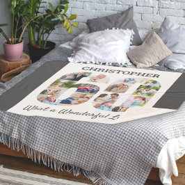 60誕生日の60番目の図形の写真コラージュ シェルパブランケット