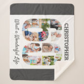 60誕生日の60番目の図形の写真コラージュ シェルパブランケット (正面)