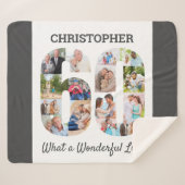 60誕生日の60番目の図形の写真コラージュ シェルパブランケット (正面(横))