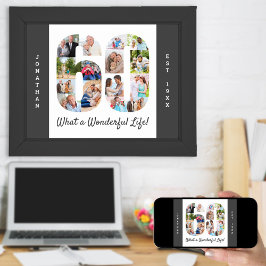 60誕生日の60番目の図形の写真コラージュ ポスター