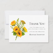 60誕生日ひまわりブーケパーソナライズされた サンキューカード (正面)