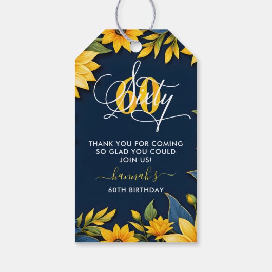 60誕生日ひまわり素朴 ギフトタグ (裏面)