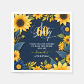 60誕生日ひまわり素朴 スタンダードカクテルナプキン (正面)