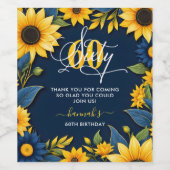 60誕生日ひまわり素朴 ワインラベル (シングルラベル)