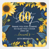 60誕生日ひまわり スクエアシール (正面)