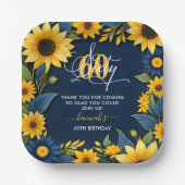 60誕生日ひまわり ペーパープレート (正面)