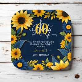 60誕生日ひまわり ペーパープレート