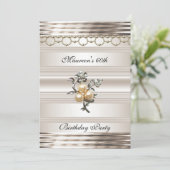 60誕生日アールデコライトセピアパールジュエル 招待状 (スタンド正面)