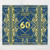 60誕生日アールデコ金ゴールドブルー素晴らしギャツビー ビールラベル (シングルラベル)