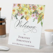 60誕生日イエローダッフォディルワイルドフラワーウェルカム 台座サイン (インサイチュ)