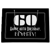 60誕生日インスパイア~アールデコルック"60" +名前 ラージペーパーバッグ (正面)