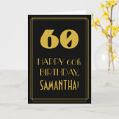 60誕生日インスパイア~アールデコルック"60" & Name カード (黄色い花)