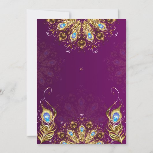 60誕生日インディアンエスニックピンク金ゴールド孔雀 招待状 (裏面)